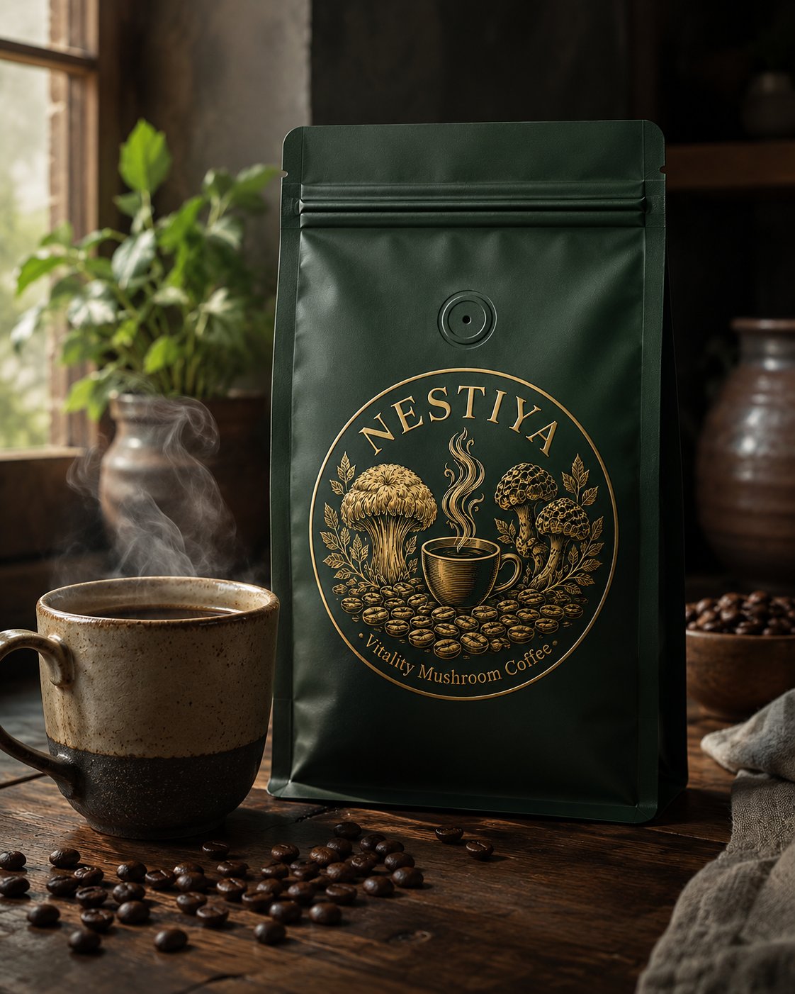NESTIYA Mushroom Coffee lifestyle
